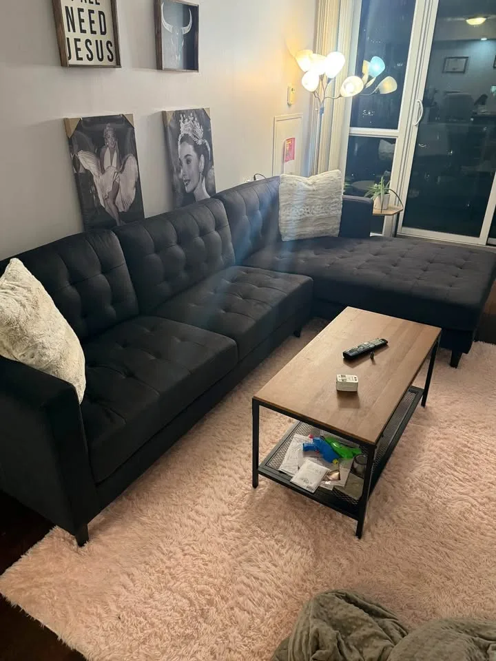 Dark Grey Sectional Sofa with Chaise – Great Condition image indicator(2)