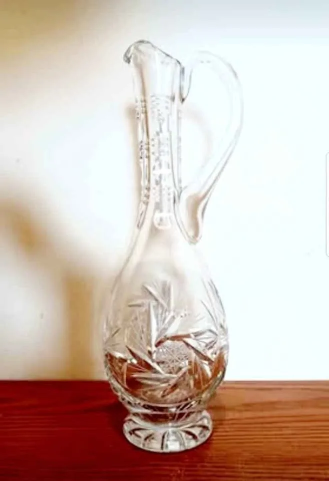 Pinwheel Mid Century Belgian Crystal Pitcher image indicator(2)