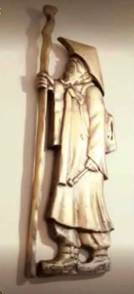 Antique Rare Tall Heavy Cast Brass Chinese Wiseman Plaque image indicator(2)