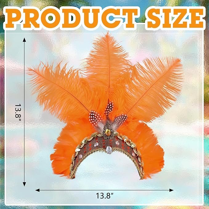 New~Orange Showgirl Headpiece For Carnival Etc - photo 2