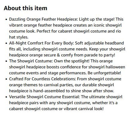 New~Orange Showgirl Headpiece For Carnival Etc - photo 3