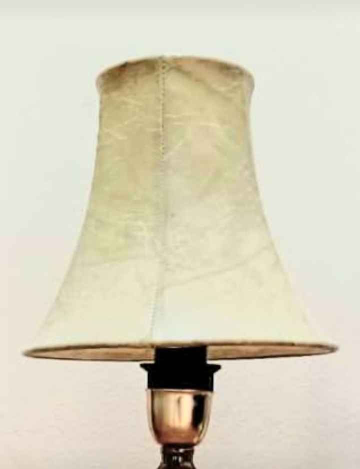 Vtg Polished Hand Carved Onyx Marble & Leather Lamp Shade - photo 5