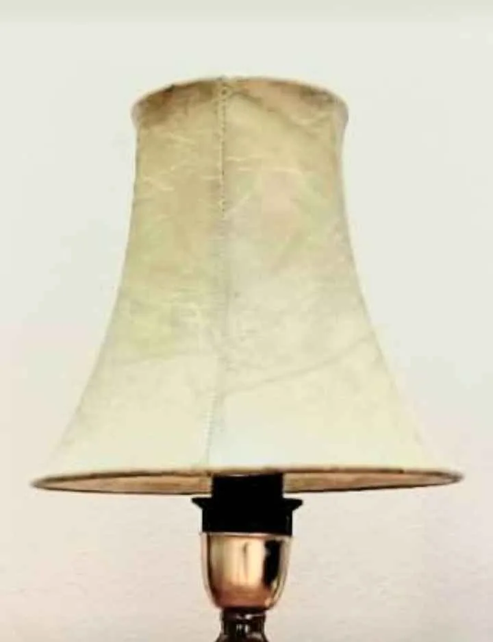 Vtg Polished Hand Carved Onyx Marble & Leather Lamp Shade image indicator(5)