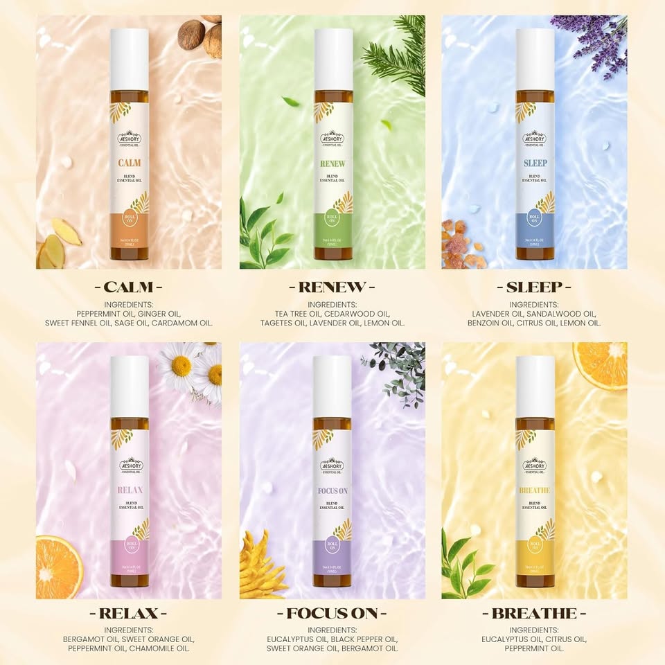 Essential Oils Roll On Set, Relaxation Gift For Women & Men