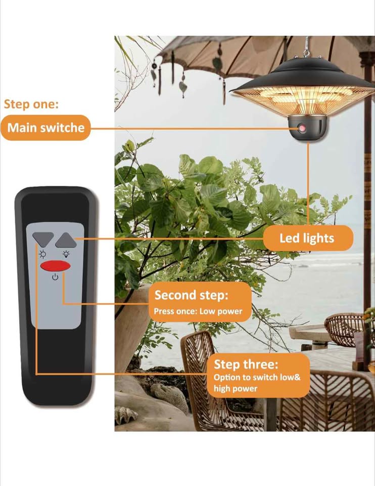 🔥 DONYER POWER Ceiling Mount Quartz Heater – 1500W (Black) - photo 4