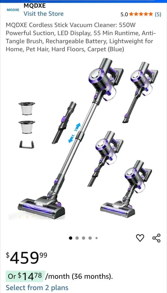 ✨ MQDEX Cordless Vacuum Cleaner TV106S 💜 image indicator(10)