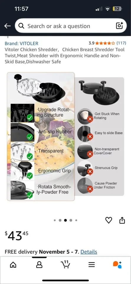 Chicken Shredder，Chicken Breast Shredder Tool Twist image indicator(5)