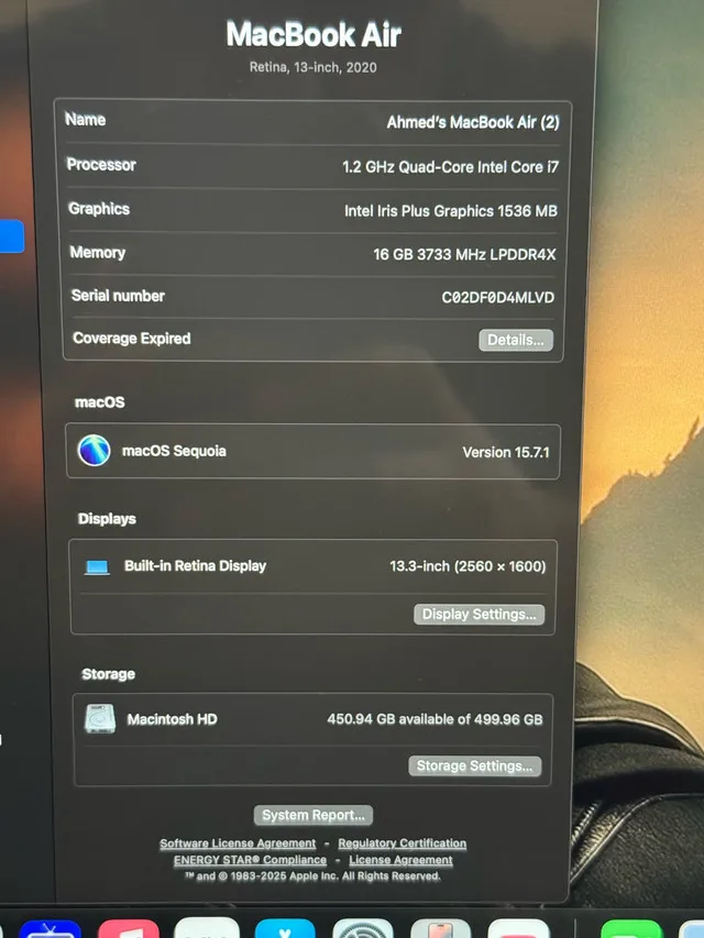 2020 MacBook Air Core i7 image indicator(4)