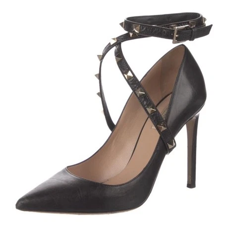 Valentino Womens Rockstud Strappy Stiletto Pumps Size 38 (7.5)