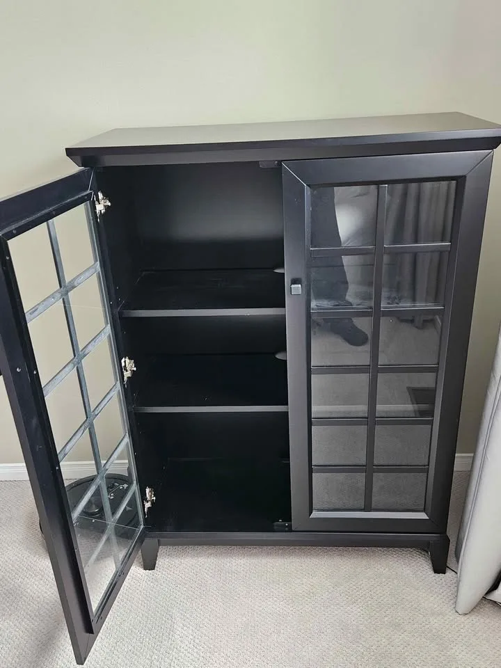 Black Display Cabinet with Glass Doors image indicator(2)