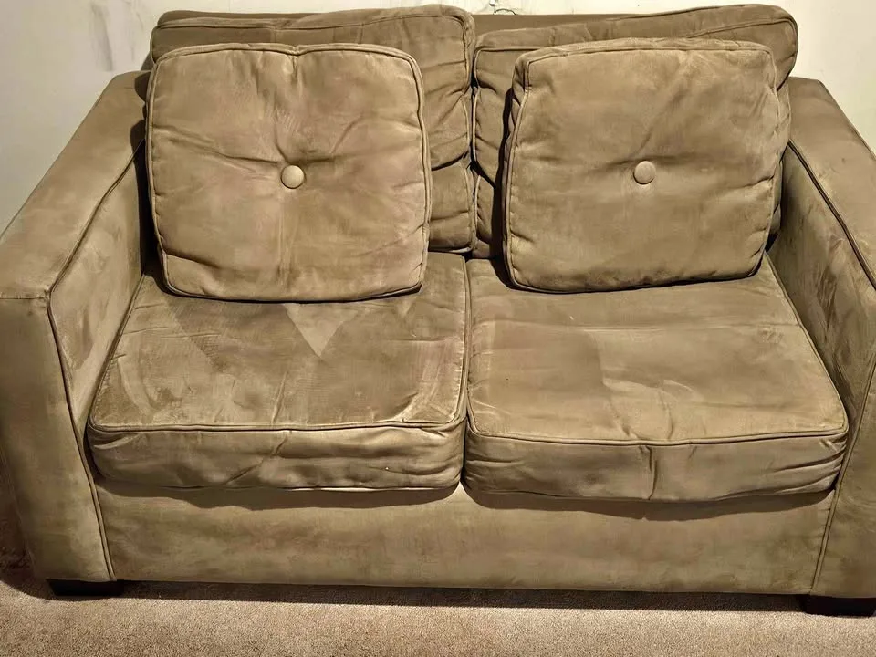 Beige Loveseat Sofa with Cushions thumbnail