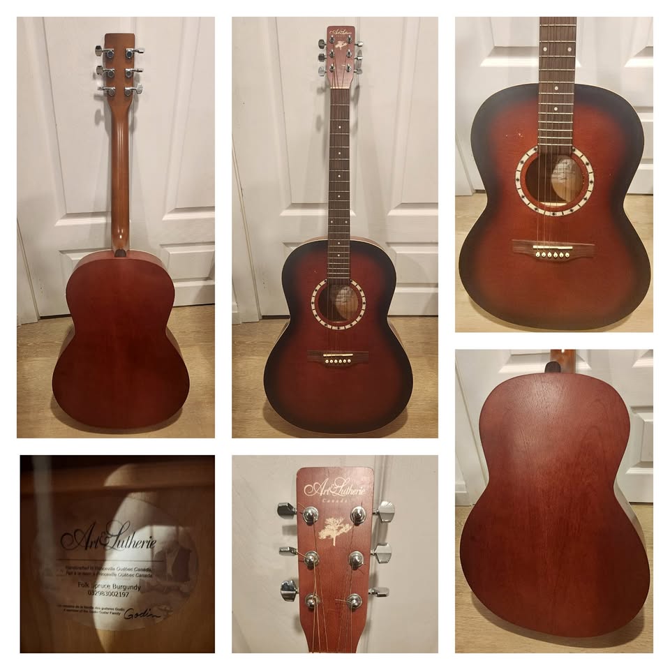 $300 Art & Lutherie Folk Spruce Acoustic Guitar – Burgundy