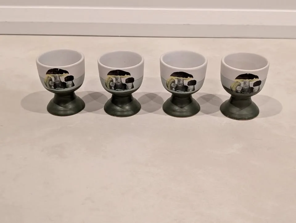 Hardboiled Ceramic Egg Cup with Pedstal Set of Four Mushroom Sty thumbnail