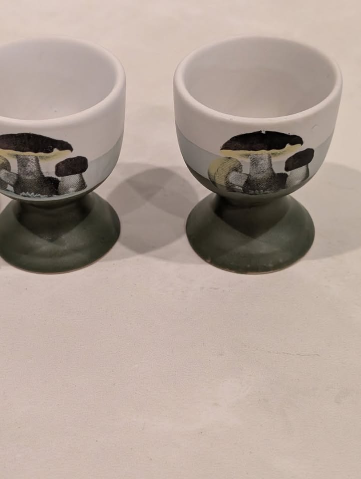 Hardboiled Ceramic Egg Cup with Pedstal Set of Four Mushroom Sty - photo 4