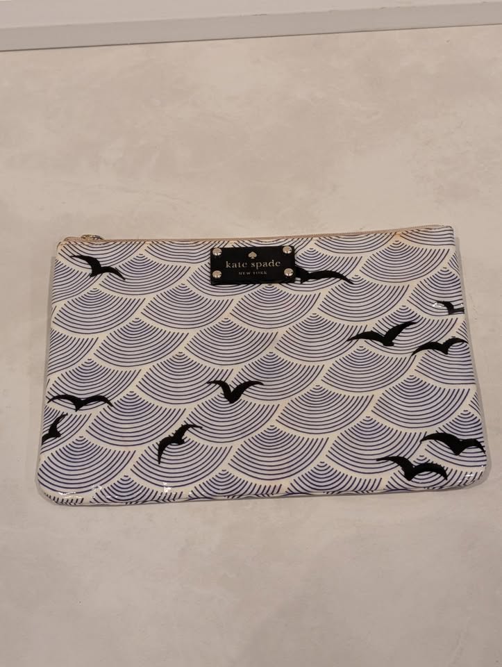 Kate Spade - Blue & White Bird Clutch Cosmetic Bag - photo 2