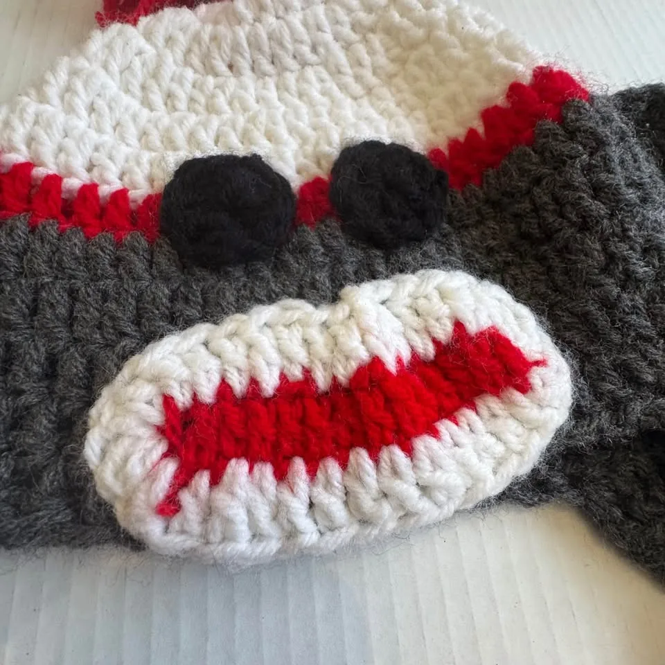 Children's Sock Monkey Winter Hat~Handmade Crochet with Love image indicator(2)