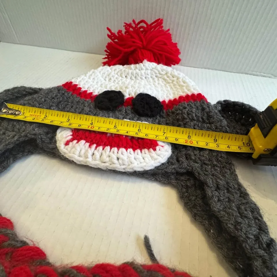 Children's Sock Monkey Winter Hat~Handmade Crochet with Love image indicator(4)