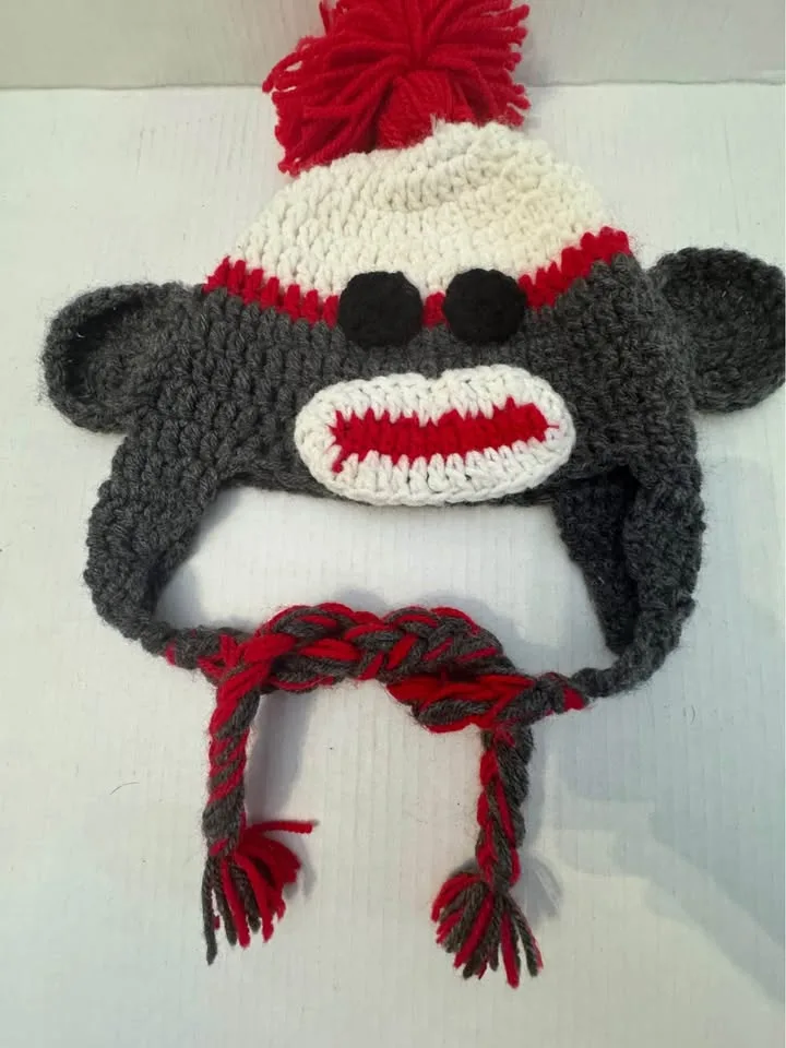 Children's Sock Monkey Winter Hat~Handmade Crochet with Love image indicator(6)