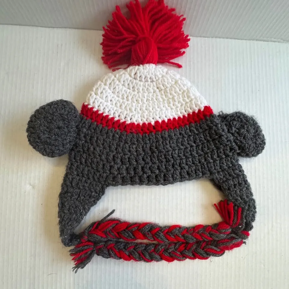 Children's Sock Monkey Winter Hat~Handmade Crochet with Love image indicator(8)