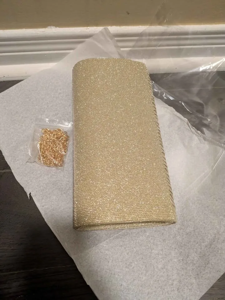 Brand new golden color shiny evening party purse ( firm price) image indicator(4)