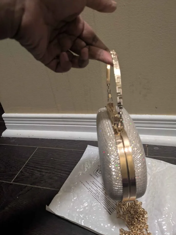 Brand new gold glitter small evening party bag image indicator(4)