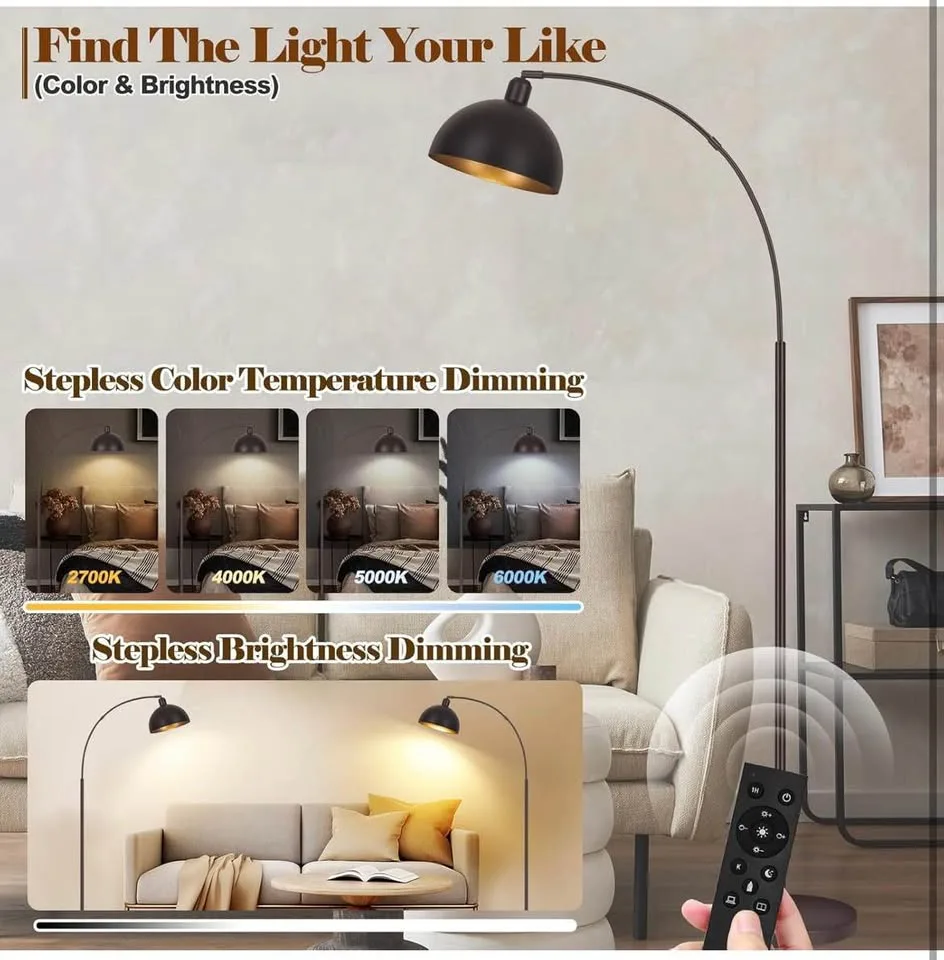 Arc Floor Lamp Oil Rubbed Bronze Orb Modern Standing Lamps Brown image indicator(4)