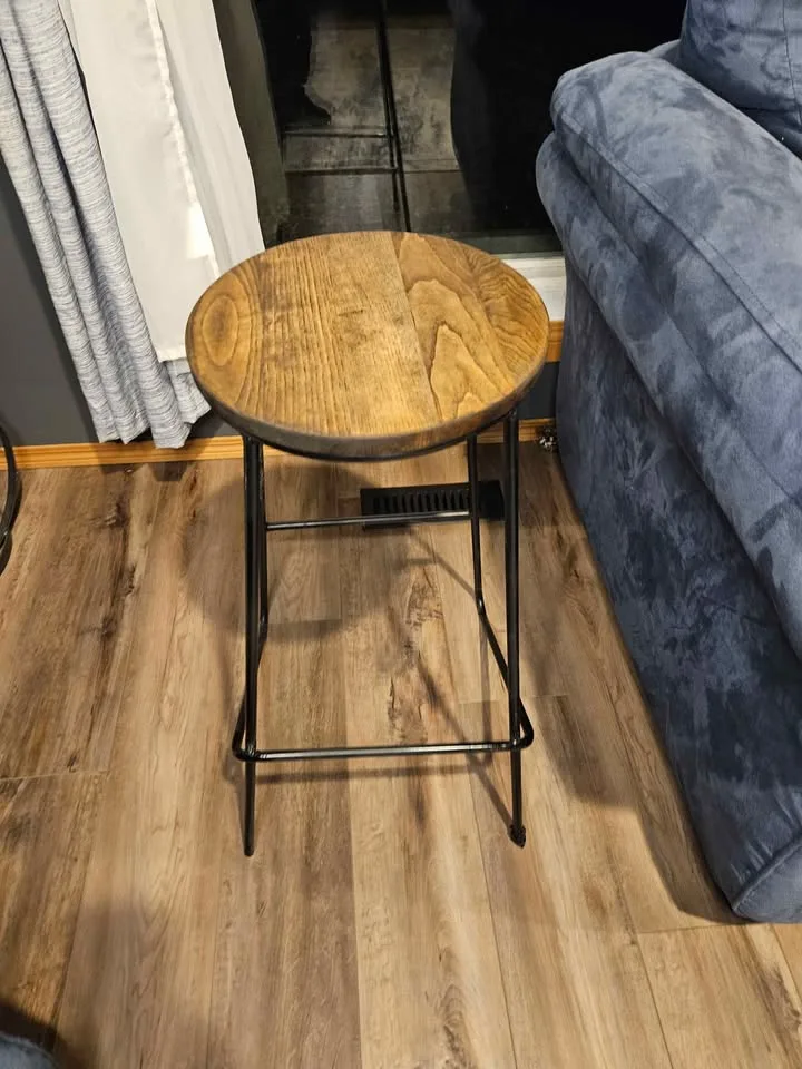Refinished Wood & Metal Stool / Side Table image indicator(2)