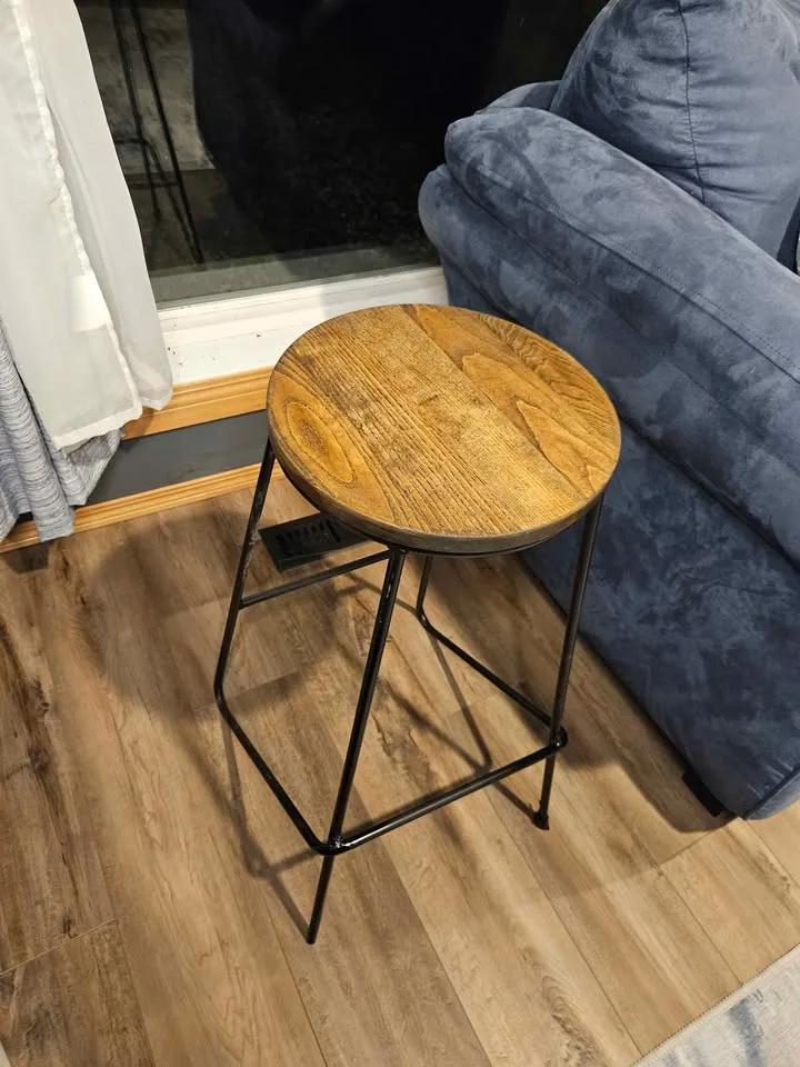 Refinished Wood & Metal Stool / Side Table image indicator(4)