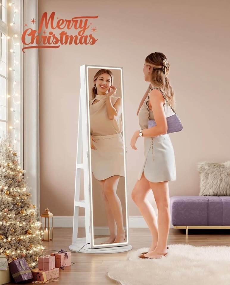 SONGMICS LED Mirror Jewelry Cabinet - Like New - photo 2