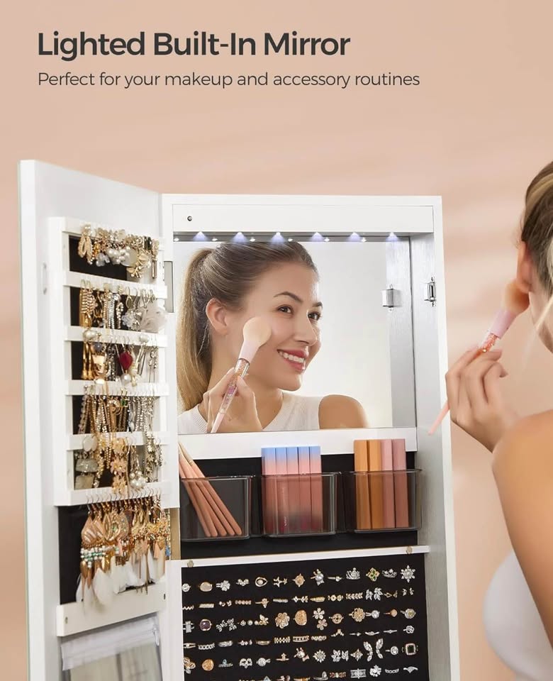 SONGMICS LED Mirror Jewelry Cabinet - Like New - photo 5