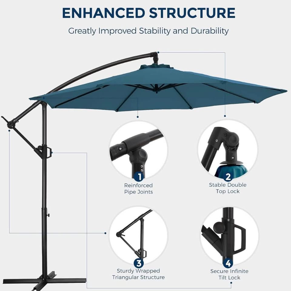 HOMSHADE 10-Foot Solar LED Patio Offset Umbrella – New (Peacock) - photo 2