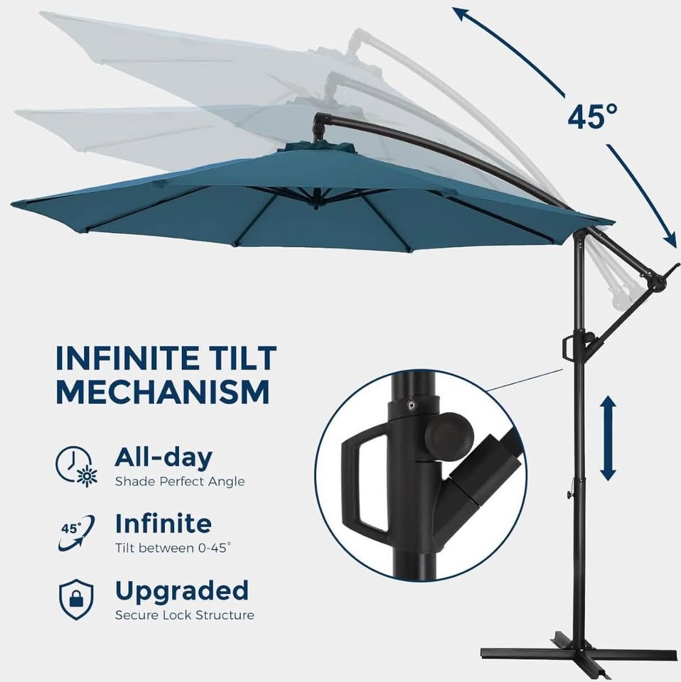 HOMSHADE 10-Foot Solar LED Patio Offset Umbrella – New (Peacock) - photo 3