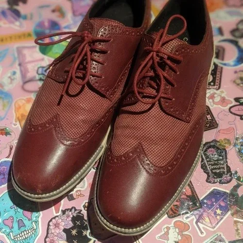 🥕 Cole Haan Leather Oxford Wingtip Burgundy Mens US 11M image indicator(2)