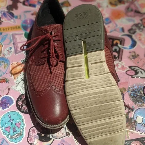 🥕 Cole Haan Leather Oxford Wingtip Burgundy Mens US 11M image indicator(4)