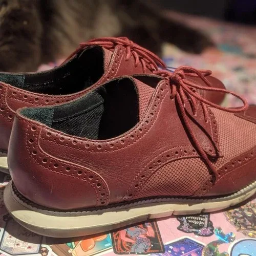 🥕 Cole Haan Leather Oxford Wingtip Burgundy Mens US 11M image indicator(7)