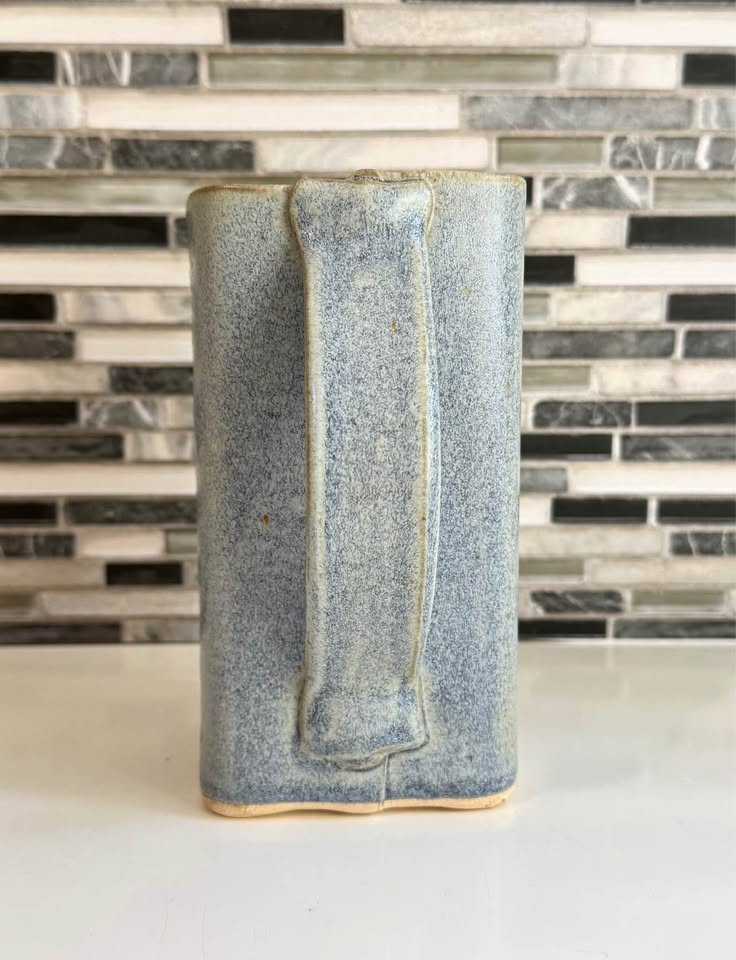 Handmade Blue Pottery Jug/Vase w/ Handle - photo 4