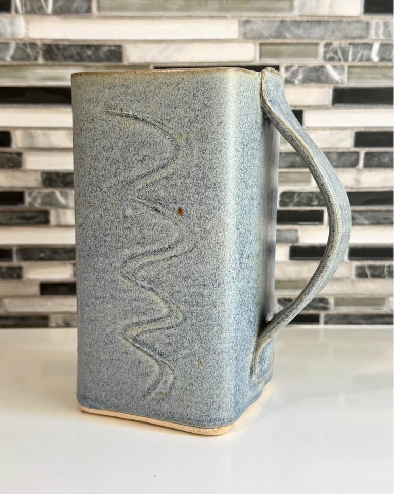 Handmade Blue Pottery Jug/Vase w/ Handle - photo 5