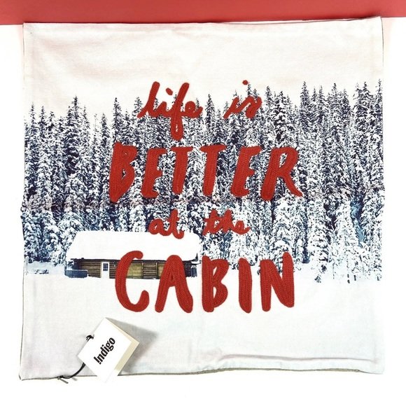 Set of 2 ~ Indigo Pillow Covers “Life Is Better At The Cabin” - photo 5