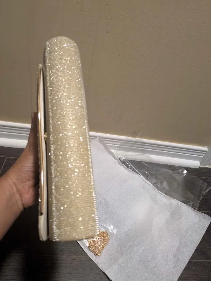 Brand new golden color shiny evening party purse ( firm price) image indicator(5)