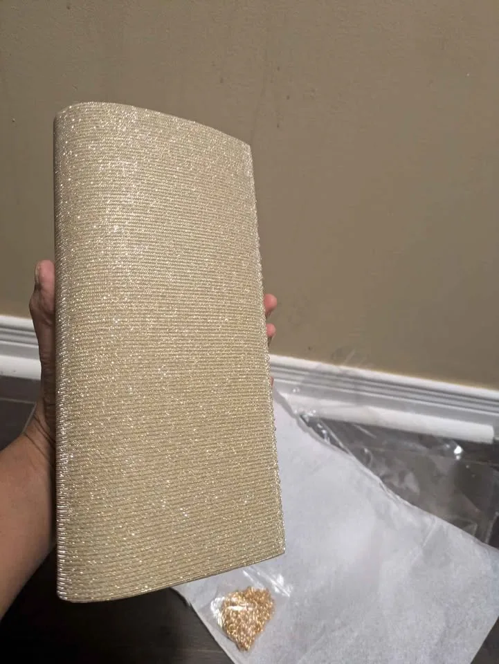 Brand new golden color shiny evening party purse ( firm price) image indicator(7)