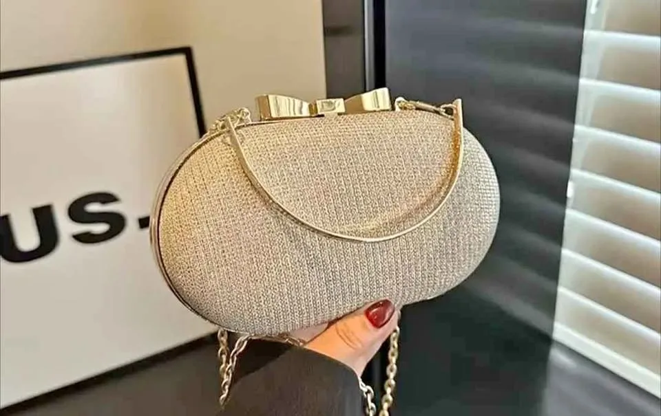 Brand new gold glitter small evening party bag thumbnail