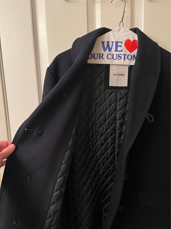 (Retail $220+) Ben Sherman Navy Blue Double Breasted Peacoat - photo 4