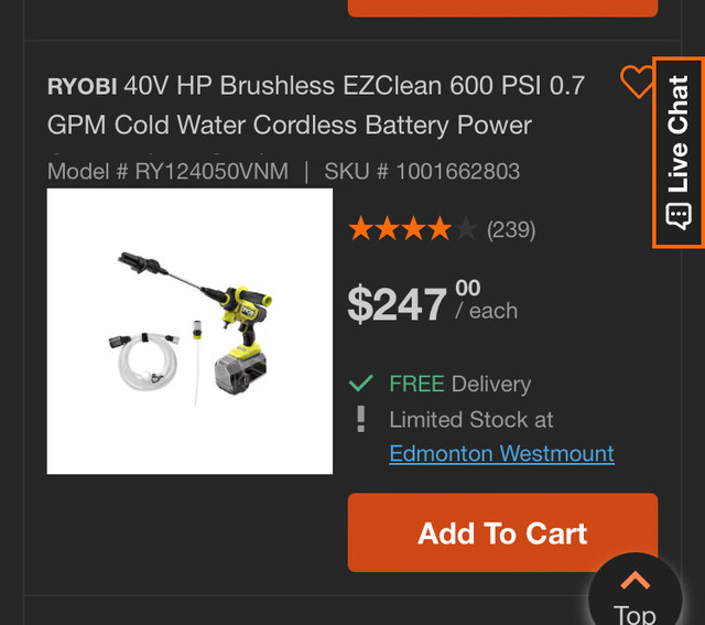Ryobi 40V HP EZClean Brushless Power Cleaner - photo 2