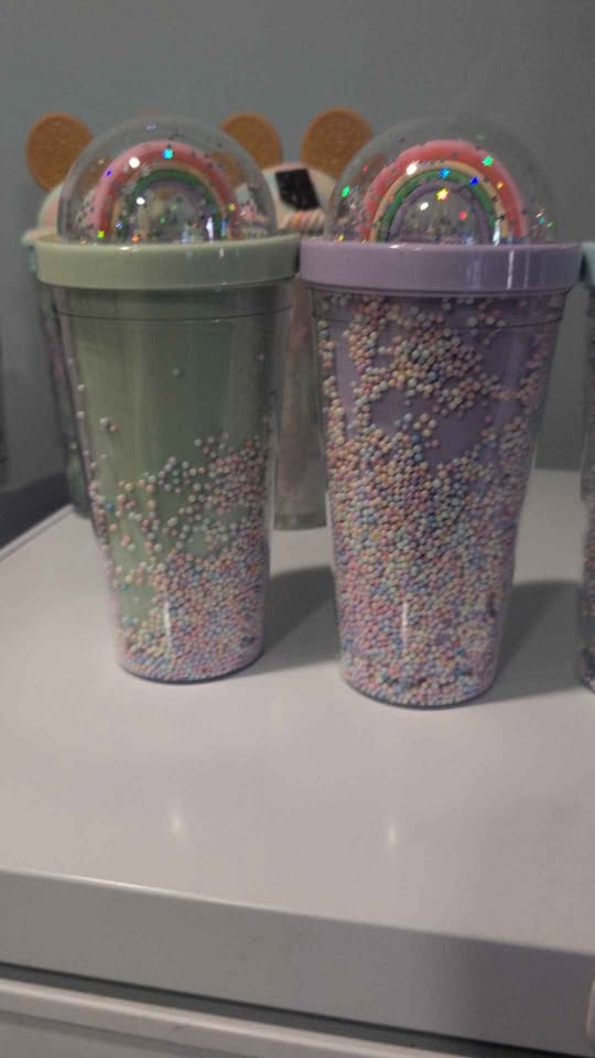 Cute Pastel Drink Tumblers – With Glitter & Dessert Tops ✨🍨 - photo 2