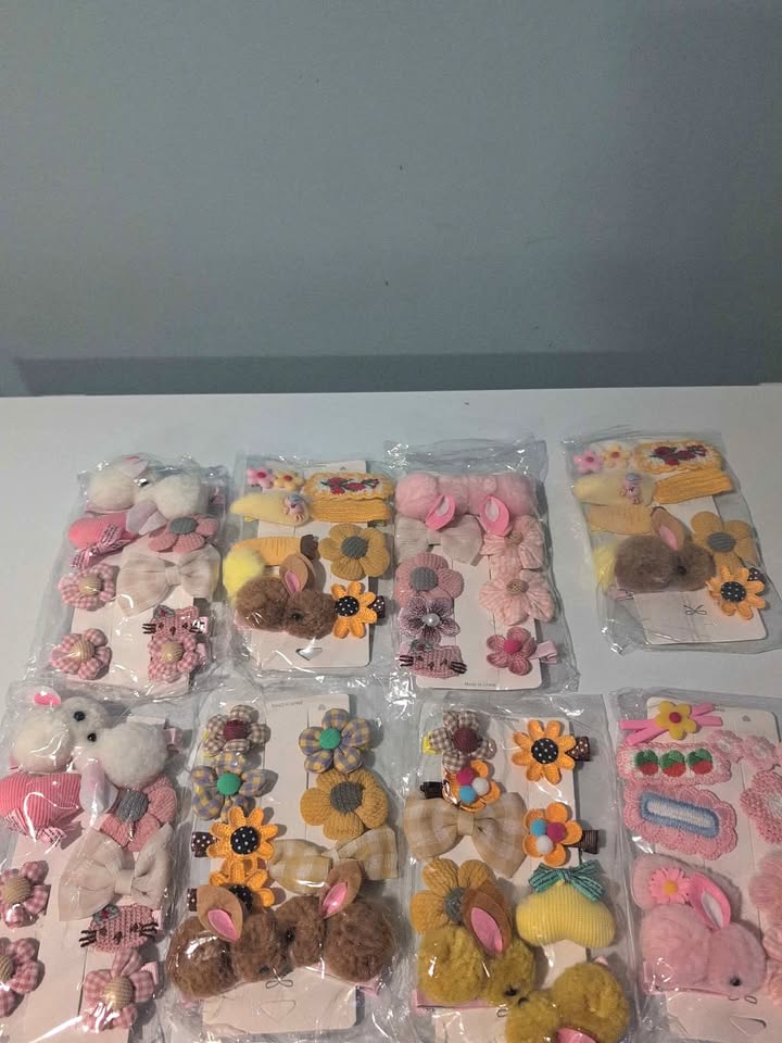 Cute Kids Hair Clip Sets – Bunny, Flower & Bow Designs