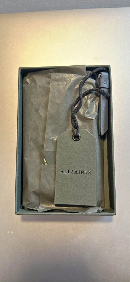 NWT ALLSAINTS Light Gray Leather Wallet image indicator(2)