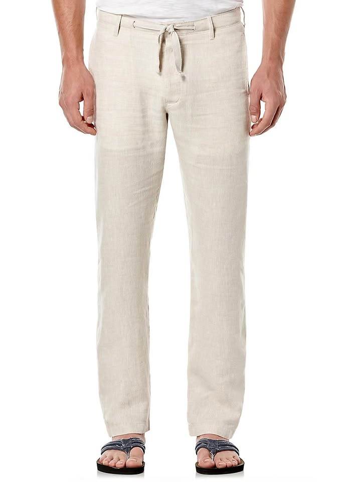 Perry Ellis Men's Drawstring Linen Pant Mew 30x32