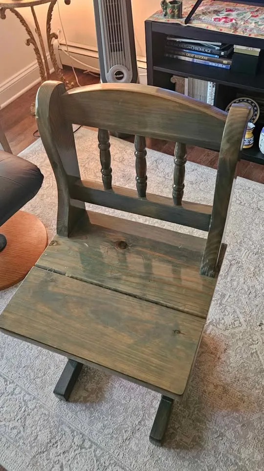 Olive green glazed wooden chair image indicator(2)