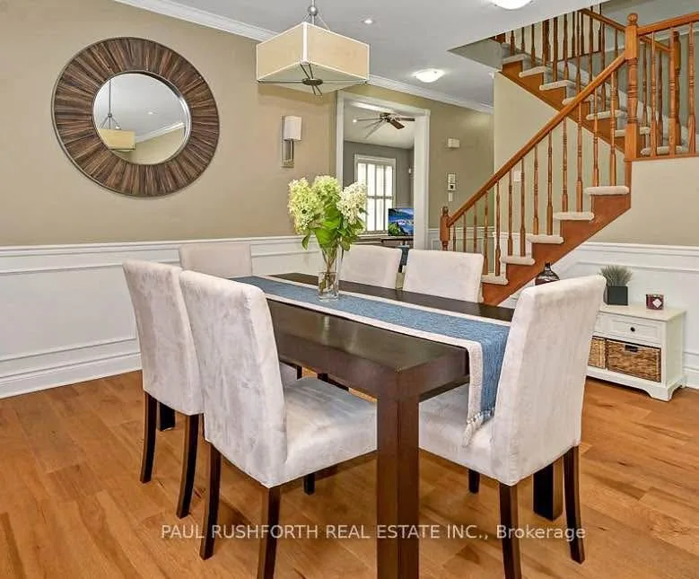 Dark espresso wood dining room set w/ 6 microsuede parsons chair