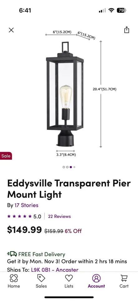 Exterior post light pier mount